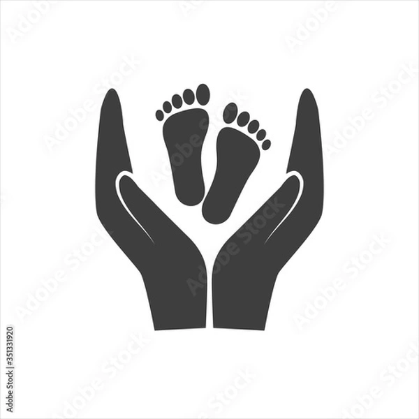 Obraz Hands holding baby foot - protection symbol. PS10