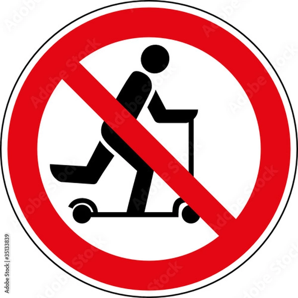 Obraz Znak zakazu hulajnoga jazdy zabronione znak znak