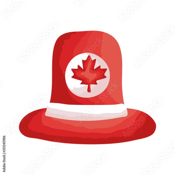 Fototapeta tophat with maple leaf canadian flat style