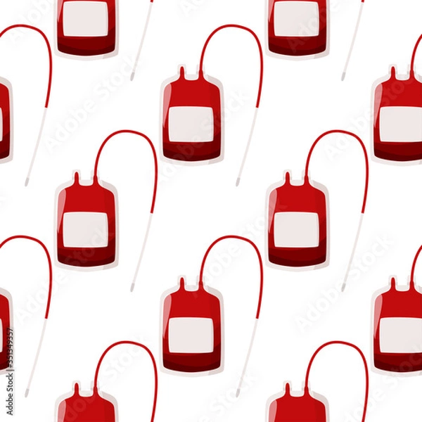 Obraz A blood donation bag seamless pattern. Medical simple background. Blood container.