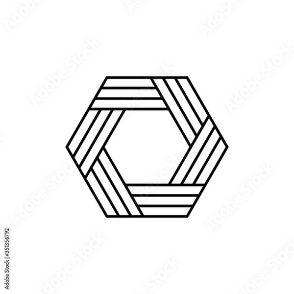 Obraz Hexagon classical blue geometric element, line design, illustration on white background