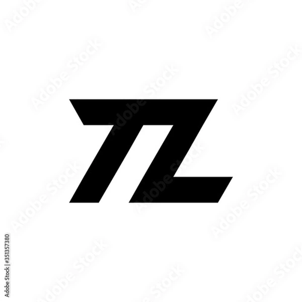 Obraz Logo TL monogram letter logo, black and white parallel lines creative initials LT