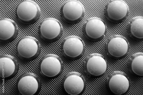 Obraz antibacterial white tablets in a blister