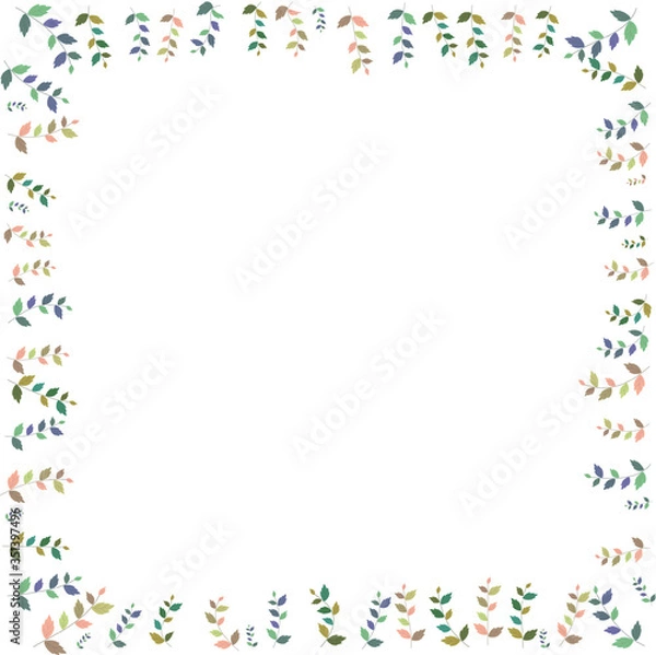 Fototapeta Colored leaves frame - white background