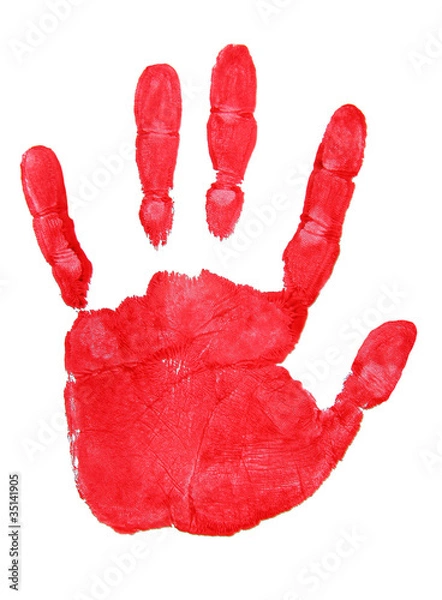 Obraz Roter Handabdruck isoliert auf weiß