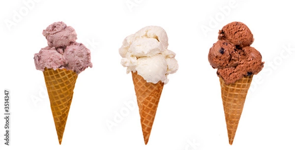 Obraz trzy rożki do lodów