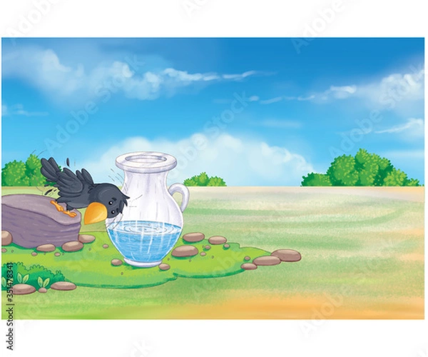 Fototapeta thirsty crow