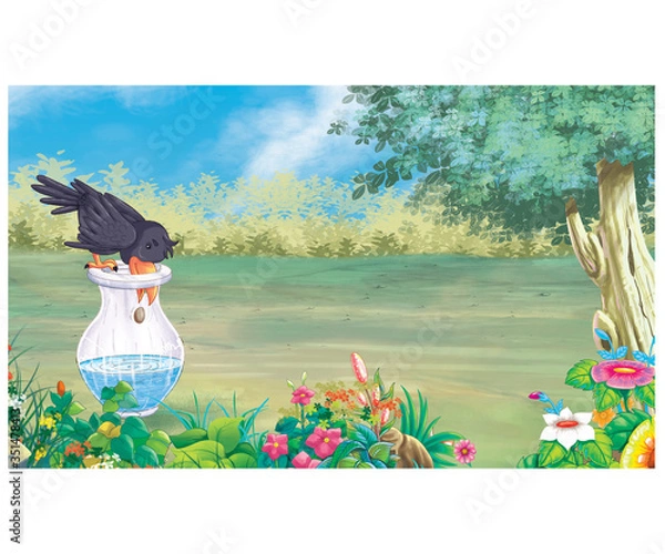 Fototapeta thirsty crow