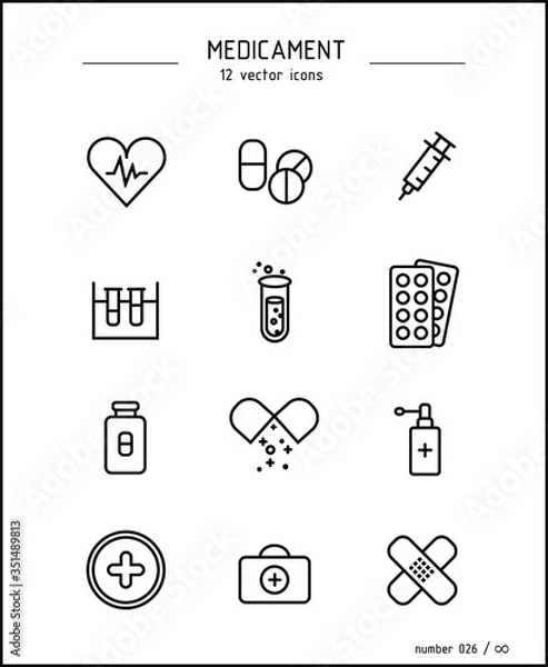 Obraz Vector images of medicines and medicines for diseases
