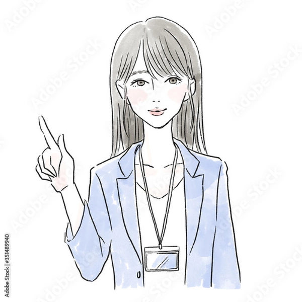 Fototapeta 笑顔で指をさすスーツの女性