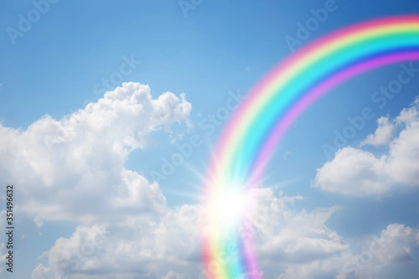 Fototapeta rainbow in cloudy sky