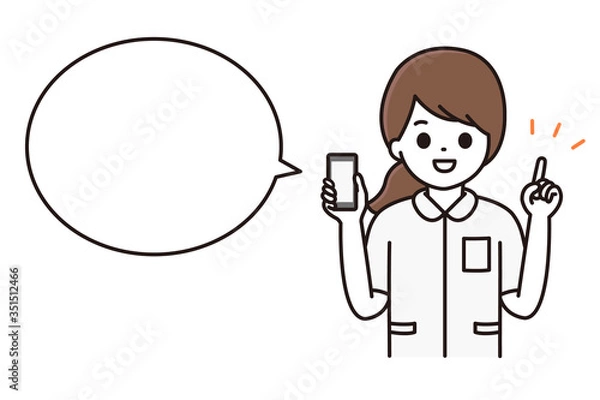 Obraz 看護師 スマートフォン 吹き出し イラスト