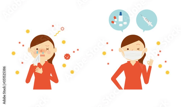 Fototapeta 女性　花粉症　予防