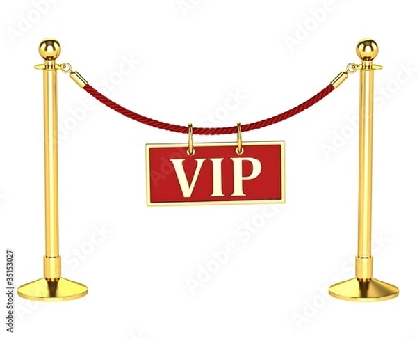 Obraz A velvet rope barrier, with a vip sign