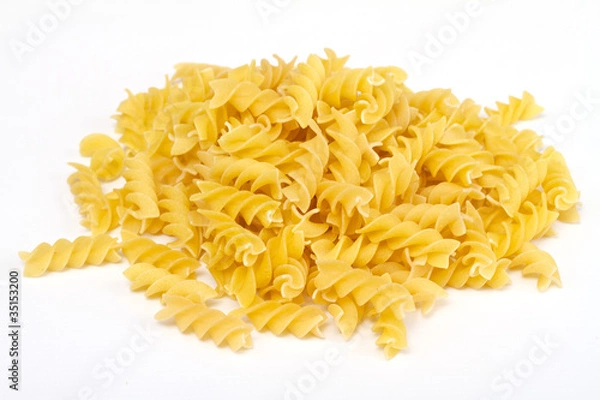 Fototapeta close up of a dried italian pasta on white background