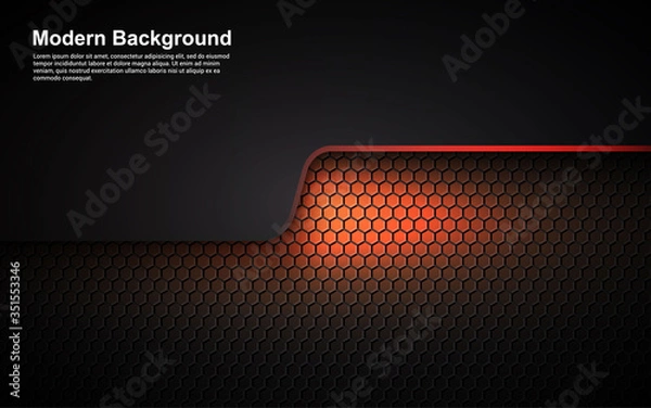 Fototapeta Illustration vector graphic of Abstract background orange dimension on black modern