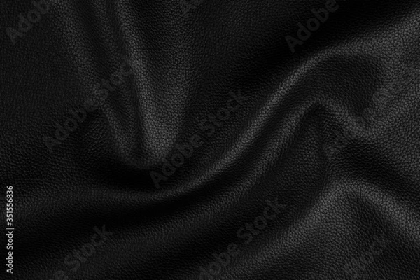 Obraz black leather empty wavy background, mockup with copy space close up