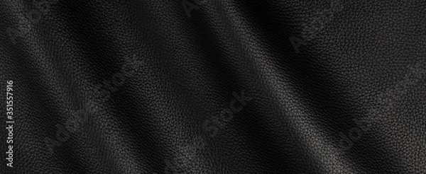 Fototapeta black leather empty wavy background, mockup with copy space close up