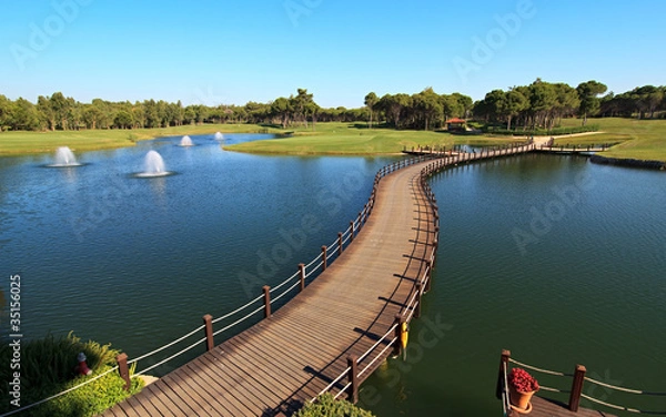 Obraz Bridge over an artificial pond.