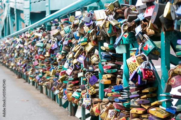 Obraz Love padlocks on a bridge.