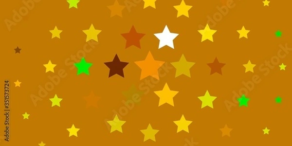 Fototapeta Light Green, Yellow vector background with small and big stars. Decorative illustration with stars on abstract template. Pattern for websites, landing pages.