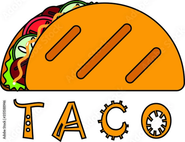 Obraz Taco flat logo. Flat logo. Fast food.