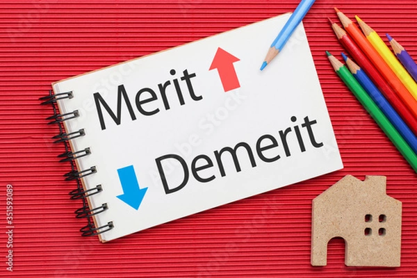 Obraz スケッチブックに描かれたメリットとデメリット