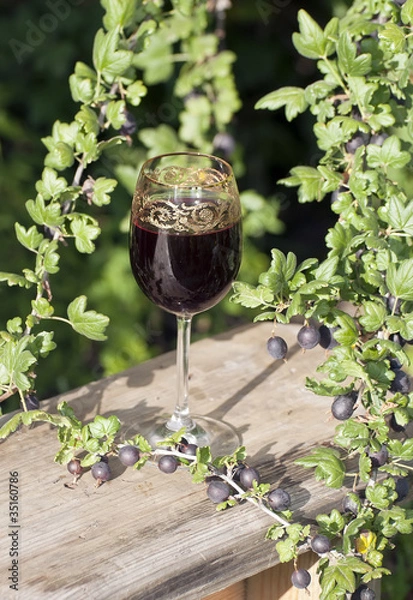Obraz Бокал с домашним вином из ягод крыжовника