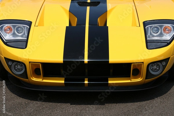 Obraz front of yellow supercar with black stripes