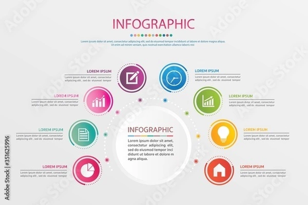 Fototapeta Timeline infographics design vector and marketing icons. Business concept with 8 options, steps or processes .