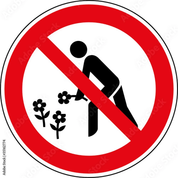 Obraz Verbotsschild Blumen pflücken verboten Zeichen Symbol