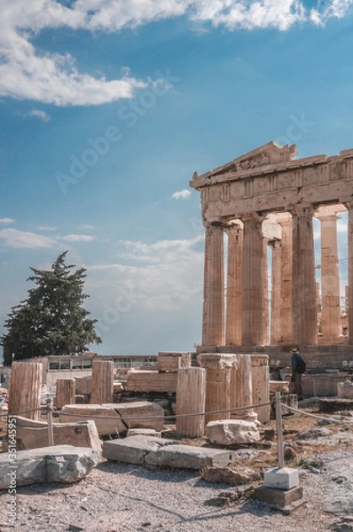 Fototapeta Parthenon temple on a bright day. Acropolis in Athens, Greece