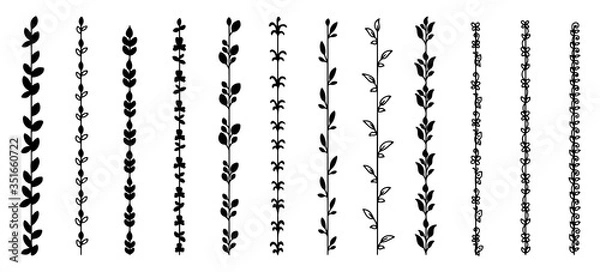 Fototapeta Hand drawn leaf, border, frame vector doodle design element bundle set, Vector doodle illustrations.