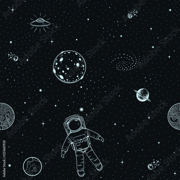 Obraz Vector Black Stars Seamless Pattern