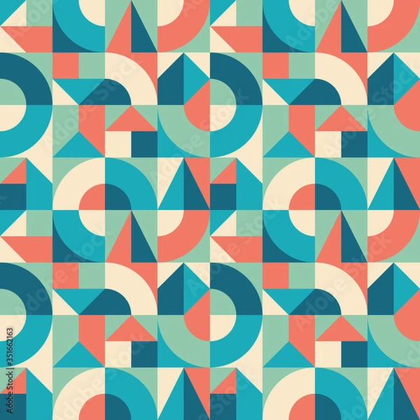 Fototapeta Geometric background design. Abstract seamless pattern. Vector template banner poster. Decorative mosaic ornament. 