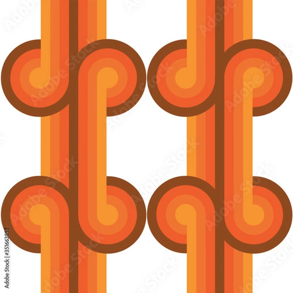 Fototapeta Geometric Pattern  70's Style Retro Colour.