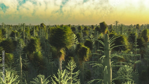 Obraz Dinasour forest in big resolution 3d rendering