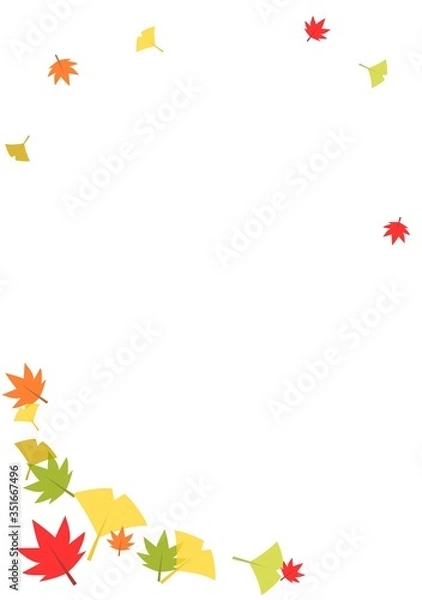 Fototapeta カラフルな紅葉と銀杏の葉のフレーム	