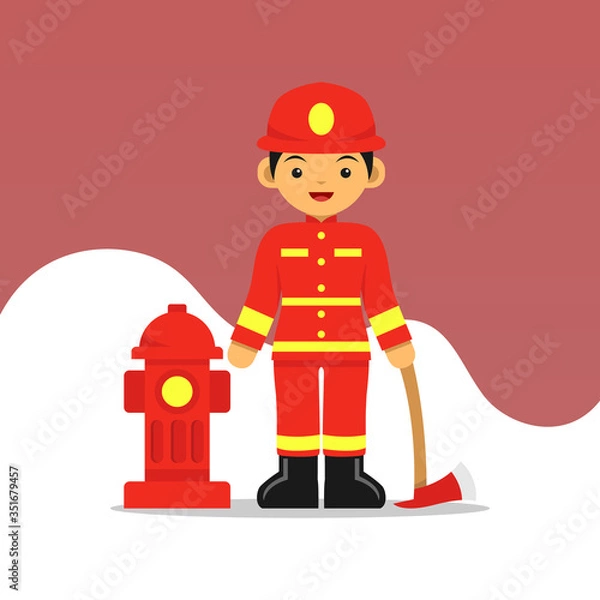 Fototapeta illustration of the type of fireman