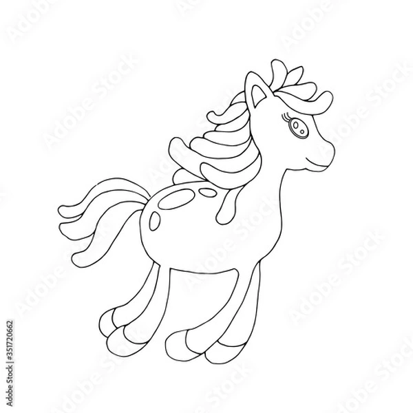 Obraz illustration on white background cute pony
