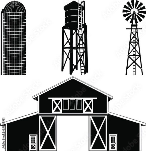 Obraz silhouette of a barn building
