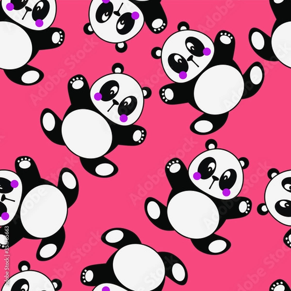 Obraz Cute Pandas Vector Art Kids Pattern Seamless