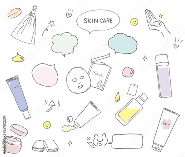Obraz 基礎化粧品・洗顔アイテムのイラスト