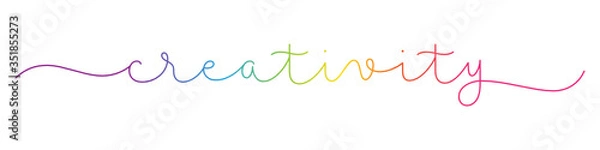 Fototapeta CREATIVITY rainbow gradient vector monoline calligraphy banner with swashes