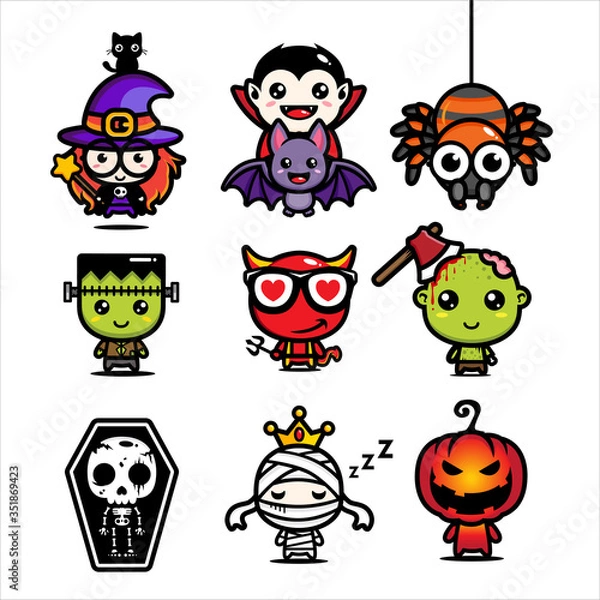 Fototapeta cute halloween vector set design