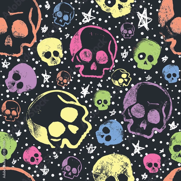 Obraz seamless pattern with skulls dark background
