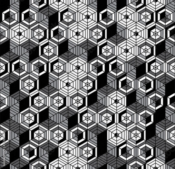Obraz seamless geometric pattern grey hexagon