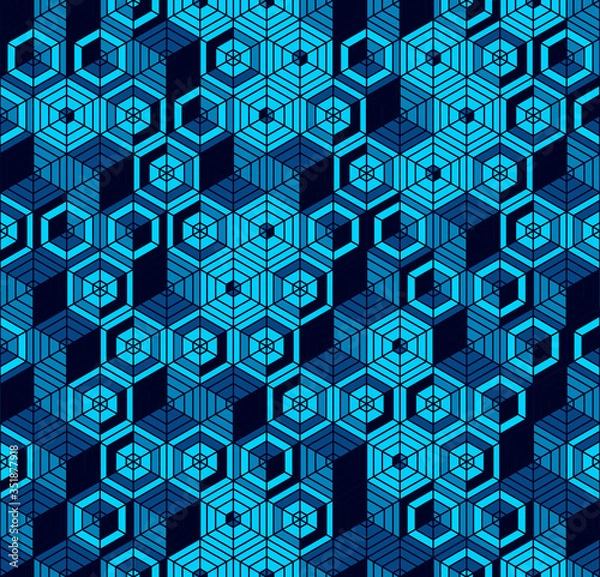 Obraz seamless geometric pattern blue hexagon