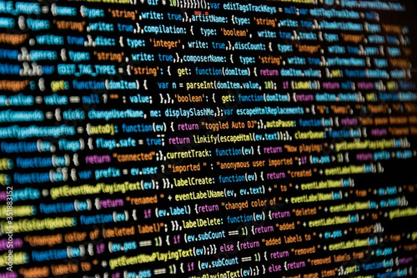 Fototapeta Programming code with black background