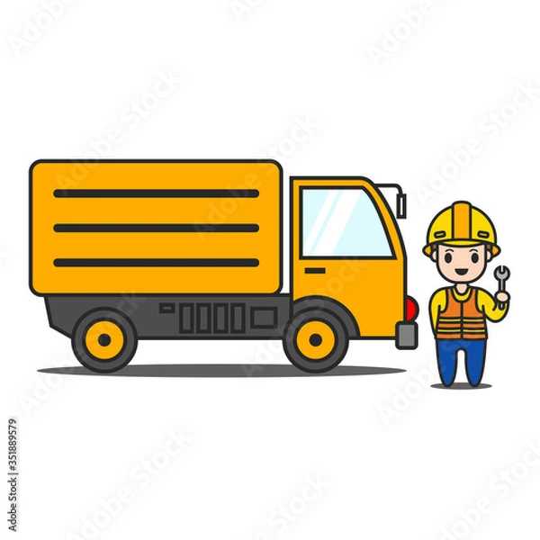Fototapeta Construction car character vector